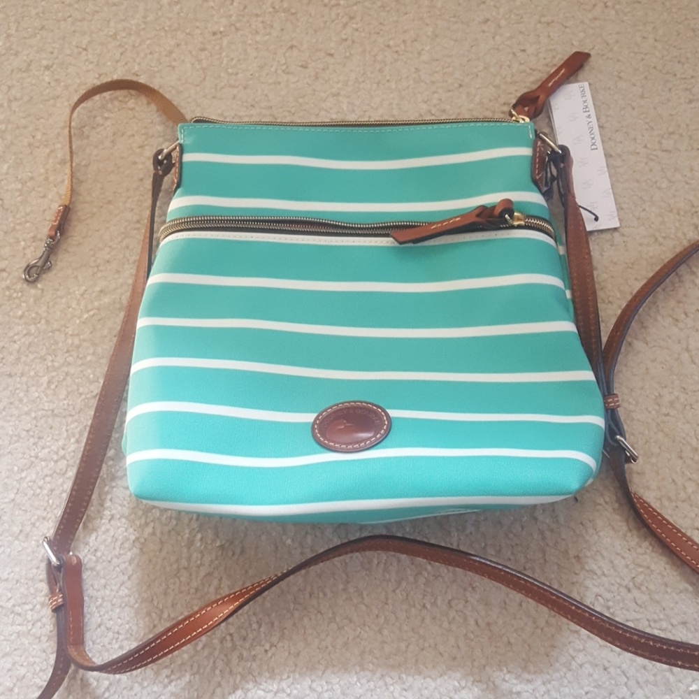 Teal and White Stripped Bag